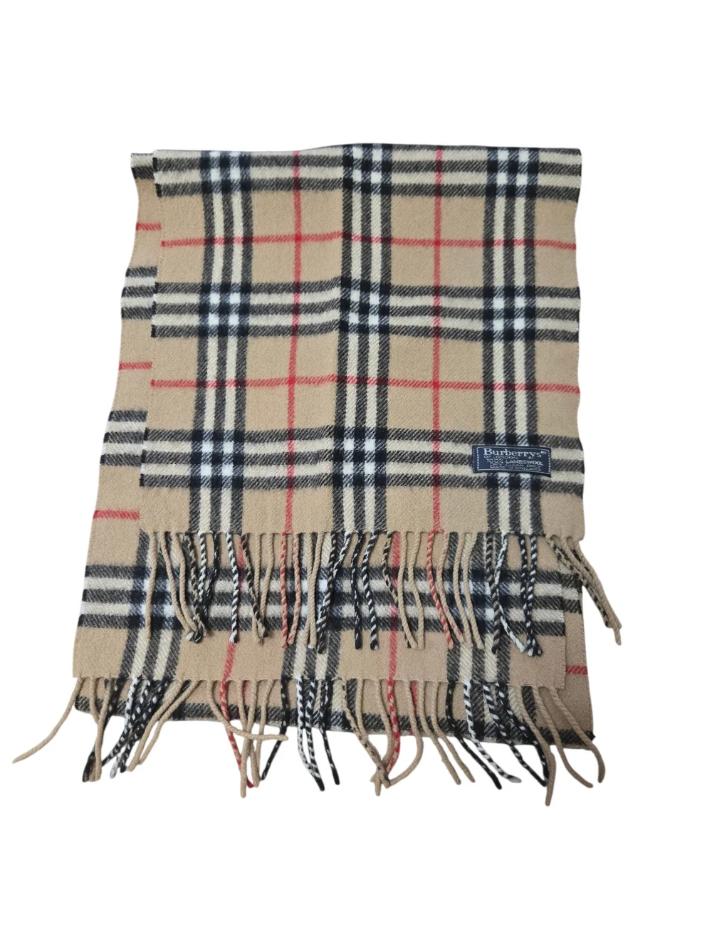 Burberry Tan Check Wool Scarf